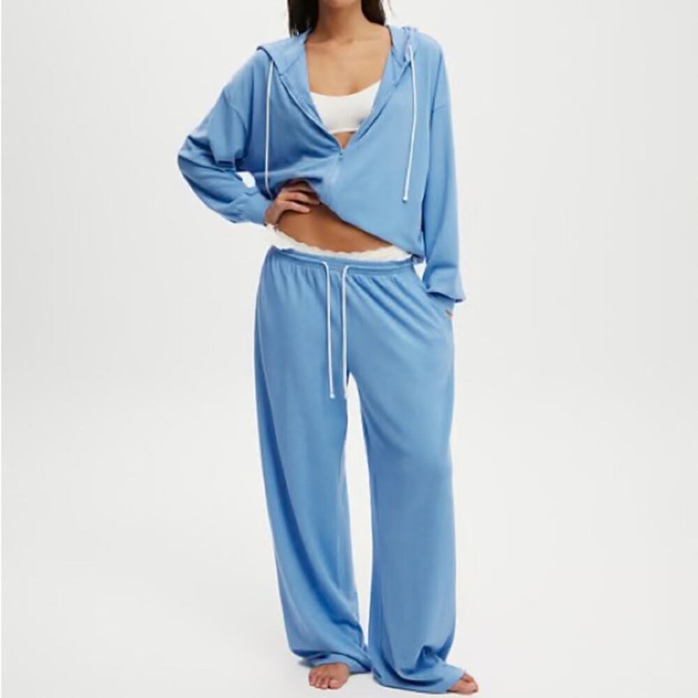 Cotton On Body Hooded Zip Through Modal Cotton Blend Adrift Blue Size Small